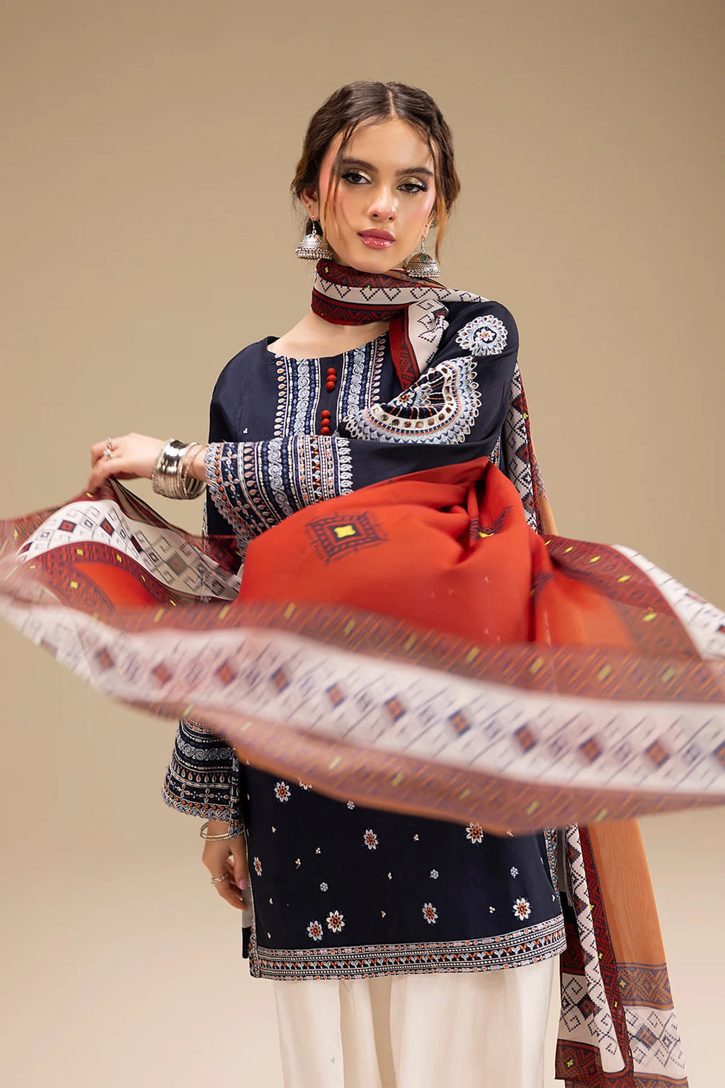 UNSTITCHED 3PC DHANAK EMBROIDERED SUIT-PK-5412