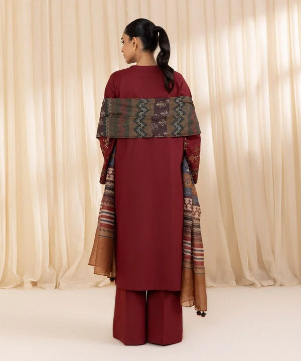 3PC EiD Collection UNSTITCHED LAWN EMBROIDERED MAROON SUIT