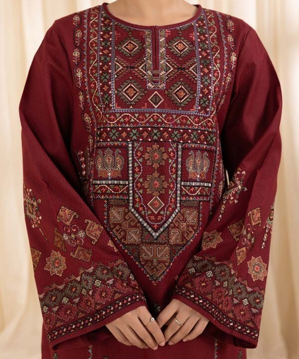 3PC UNSTITCHED HEAVY EMBROIDERED SUIT