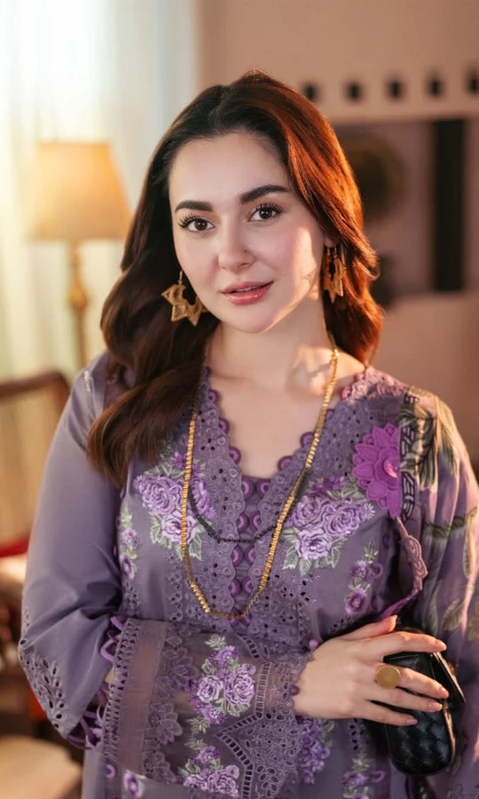 Jade 3 Piece Unstitched Heavy Embroidered Chickan Kari Pure Lawn Suit with Printed Lawn Dupatta