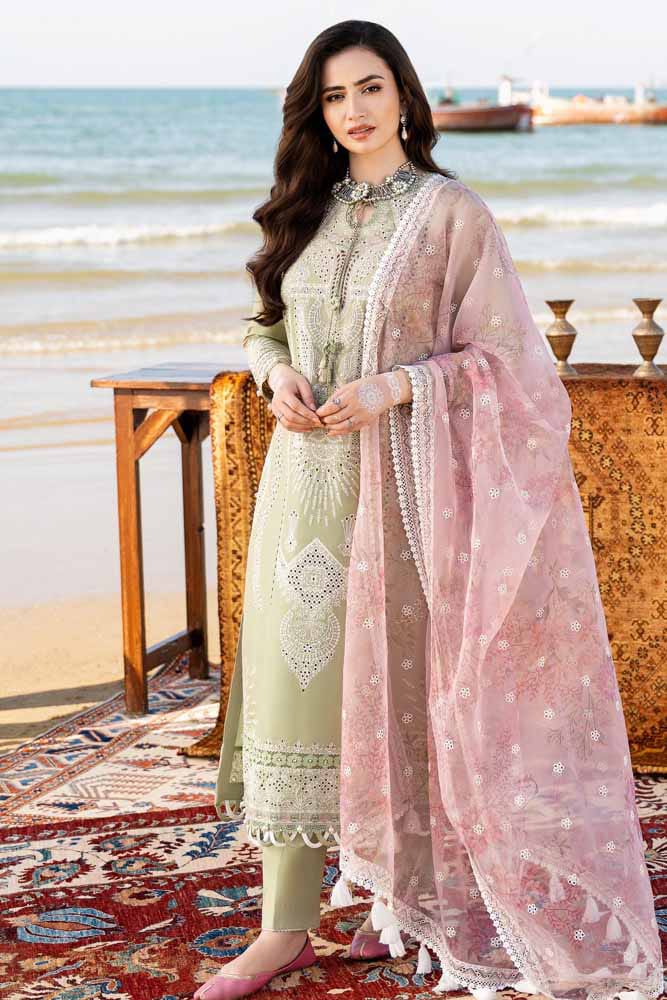 JADE - 3PC LAWN EMBROIDERED SHIRT WITH CHIFFON EMBROIDERED DUPATTA AND TROUSER LC-7196