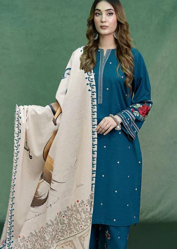 DHANAK 3PC UNSTITCHED HEAVY EMBROIDERED SUIT
