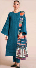 3PC UNSTITCHED HEAVY EMBROIDERED SUIT