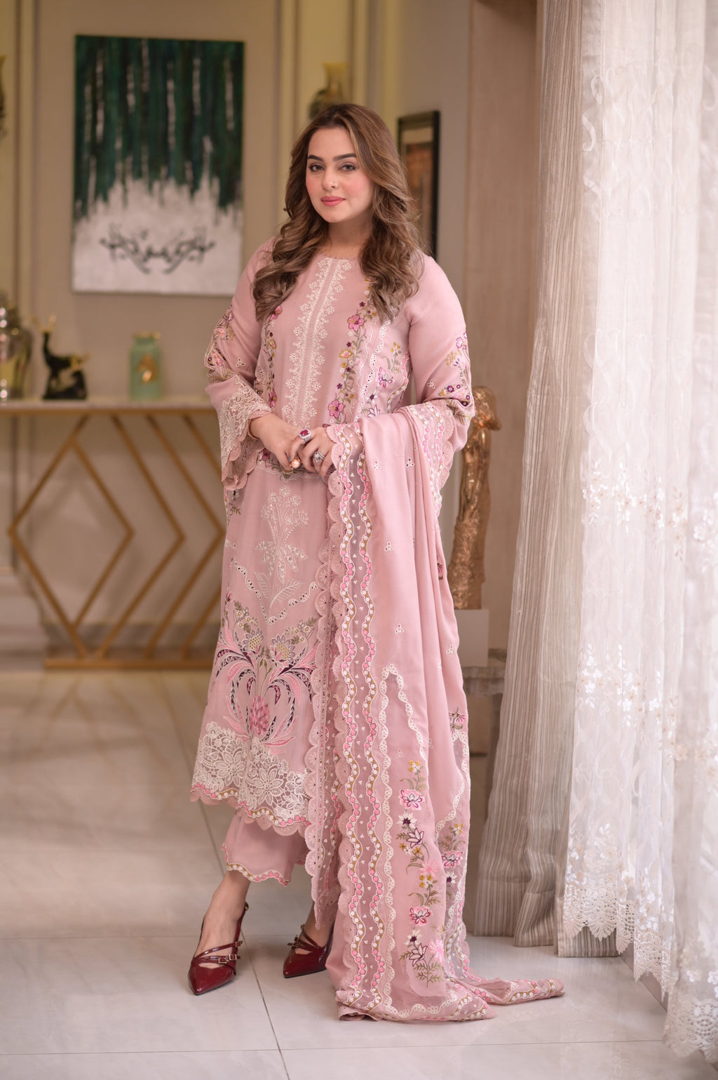 ANEELA’S |  UNSTITCHED LAWN 3PC EMBROIDERED SUITE WITH DUPATTA EMBROIDERED