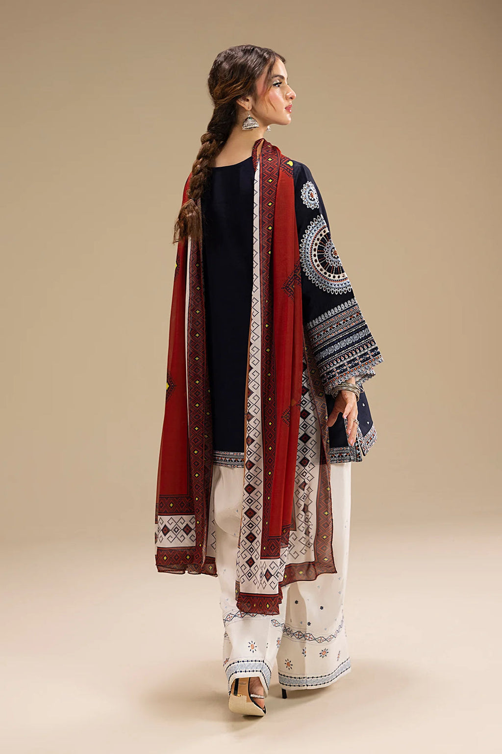 UNSTITCHED 3PC DHANAK EMBROIDERED SUIT-PK-5412