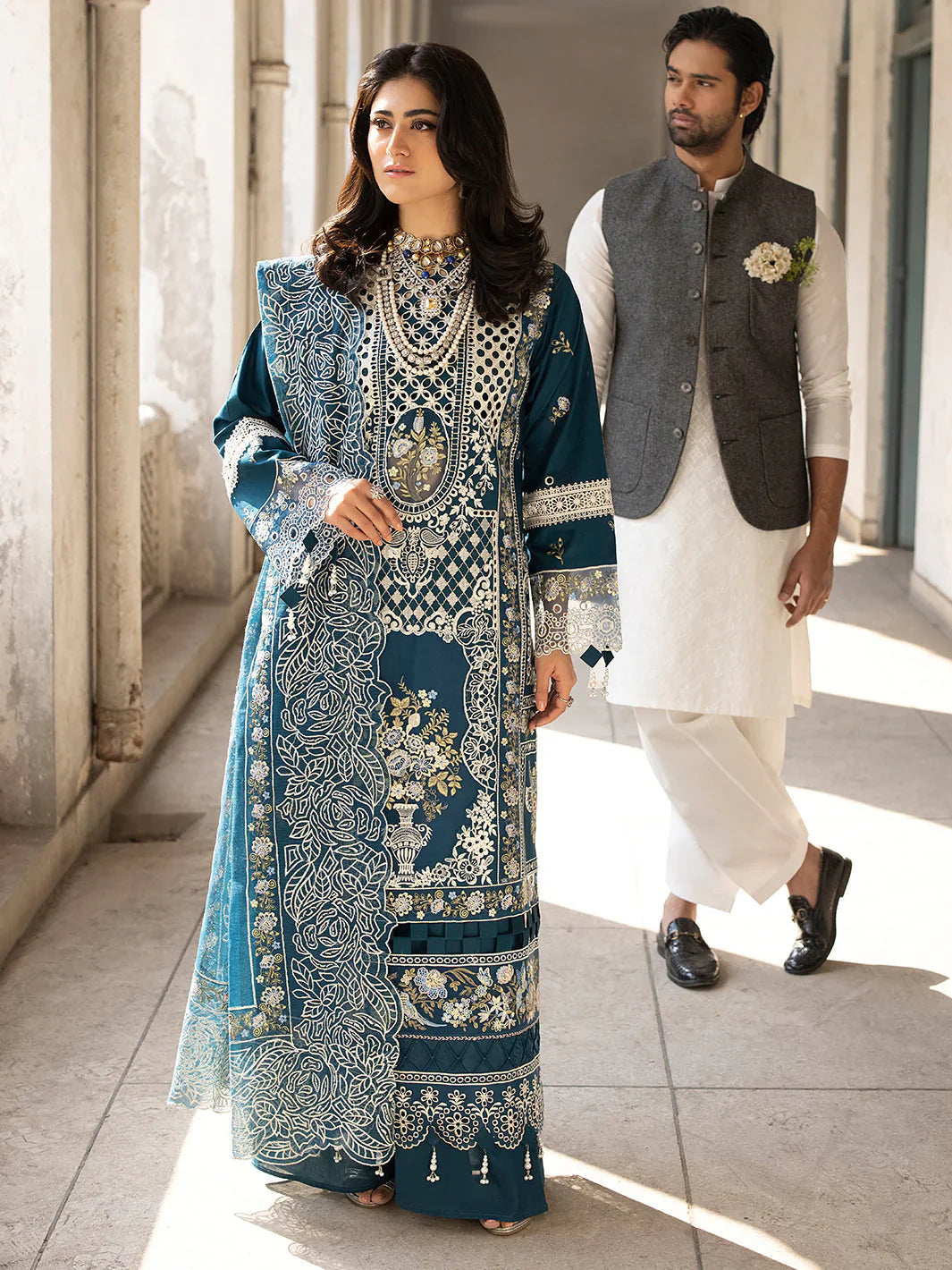 MAHNUR | SELENE | UNSTITCHED LAWN 3PC EMBROIDERED SUITE