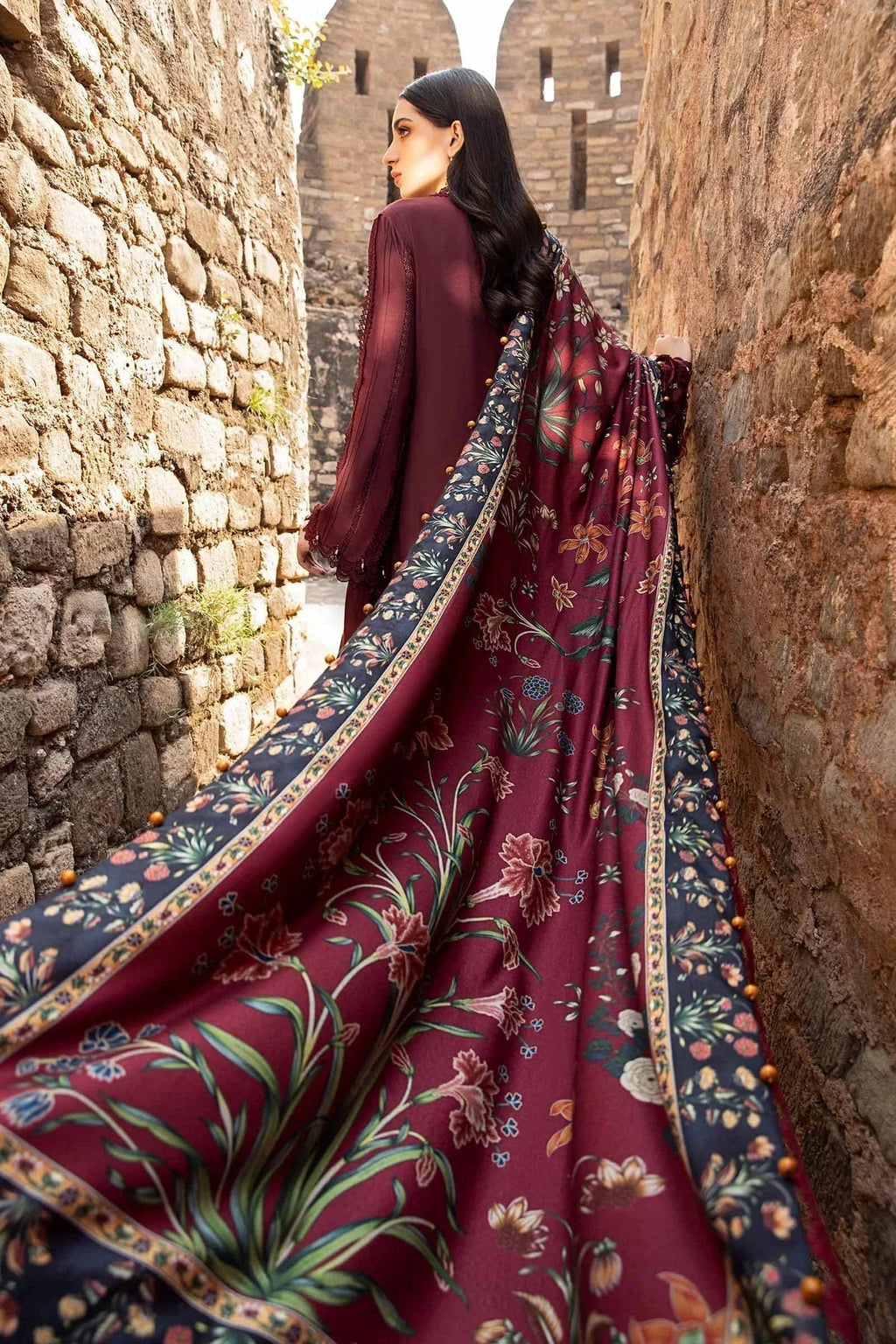 DHANAK 3PC UNSTITCHED HEAVY EMBROIDERED SUIT