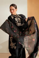 Hussain Rehar - 3PC Lawn Embroidered Shirt with Embroidered Slub Net Dupatta (Unstitched) LC-7063