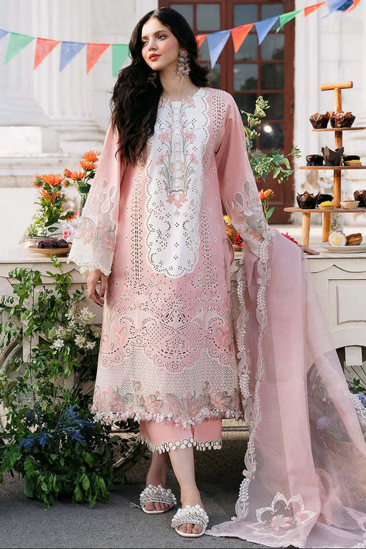 3 Piece Unstitched Heavy Embroidered Chickan Kari Pure Lawn Suit with Heavy Embroidered Organza Dupatta